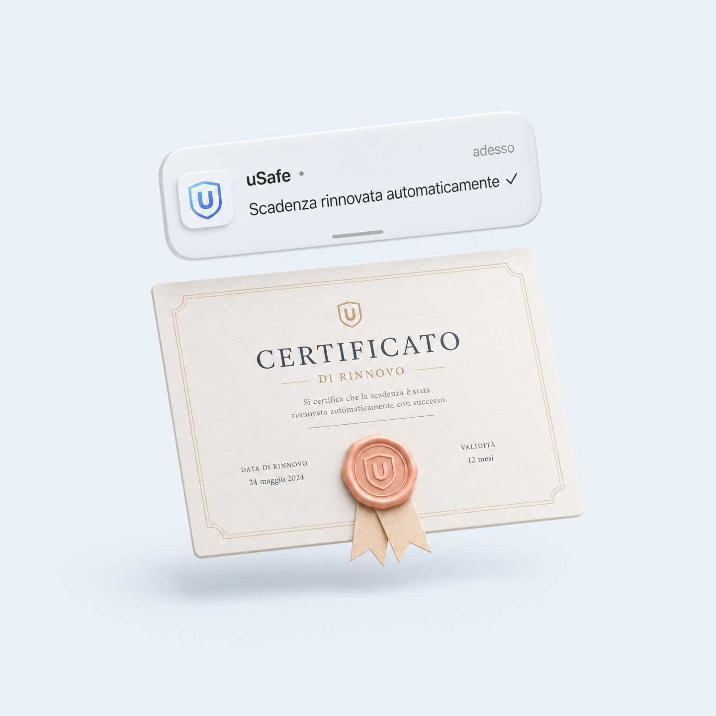 Notifica uSafe di scadenza rinnovata automaticamente